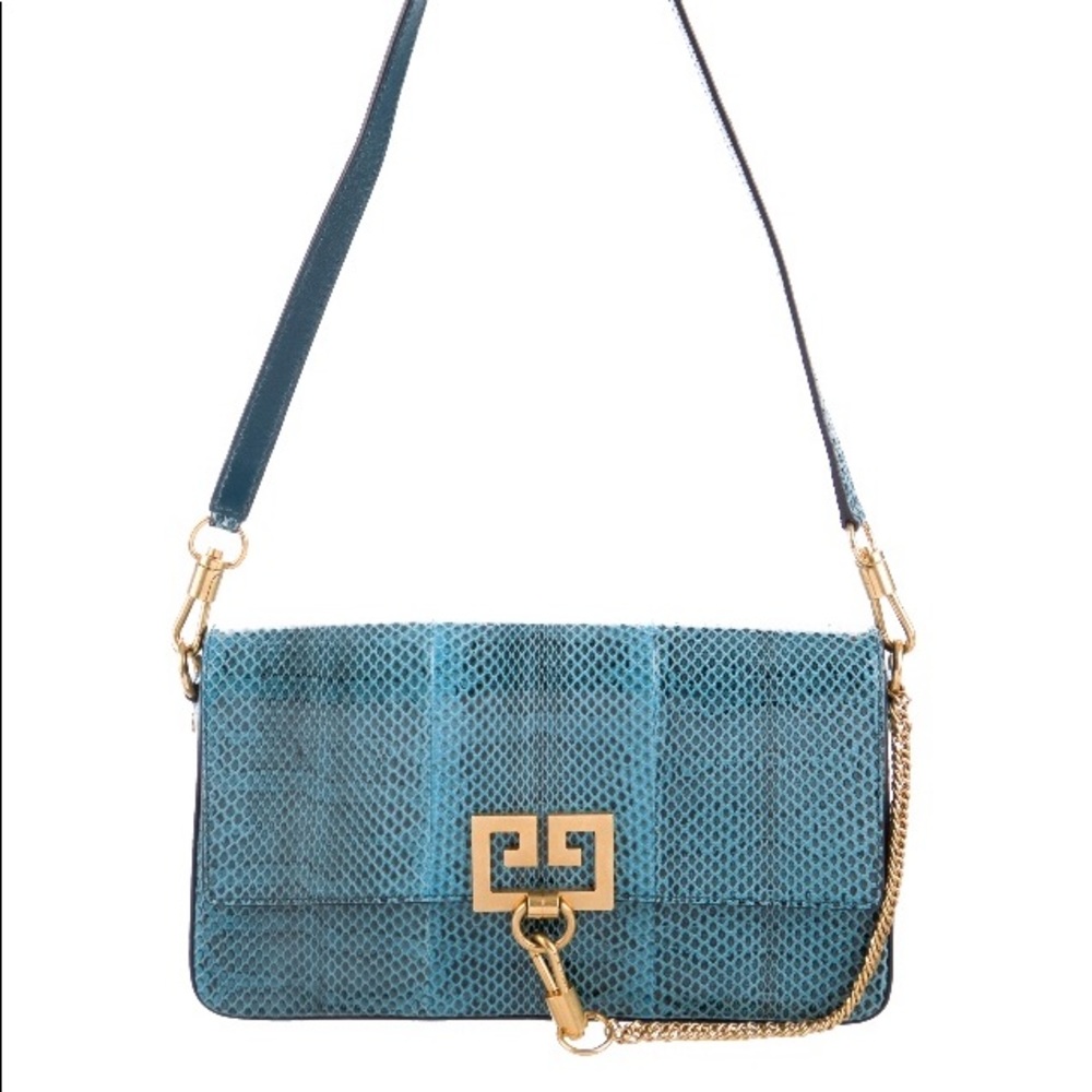NEW never used! Givenchy Blue Snake Effect Leather Chain Bag - Picture 2 of 8